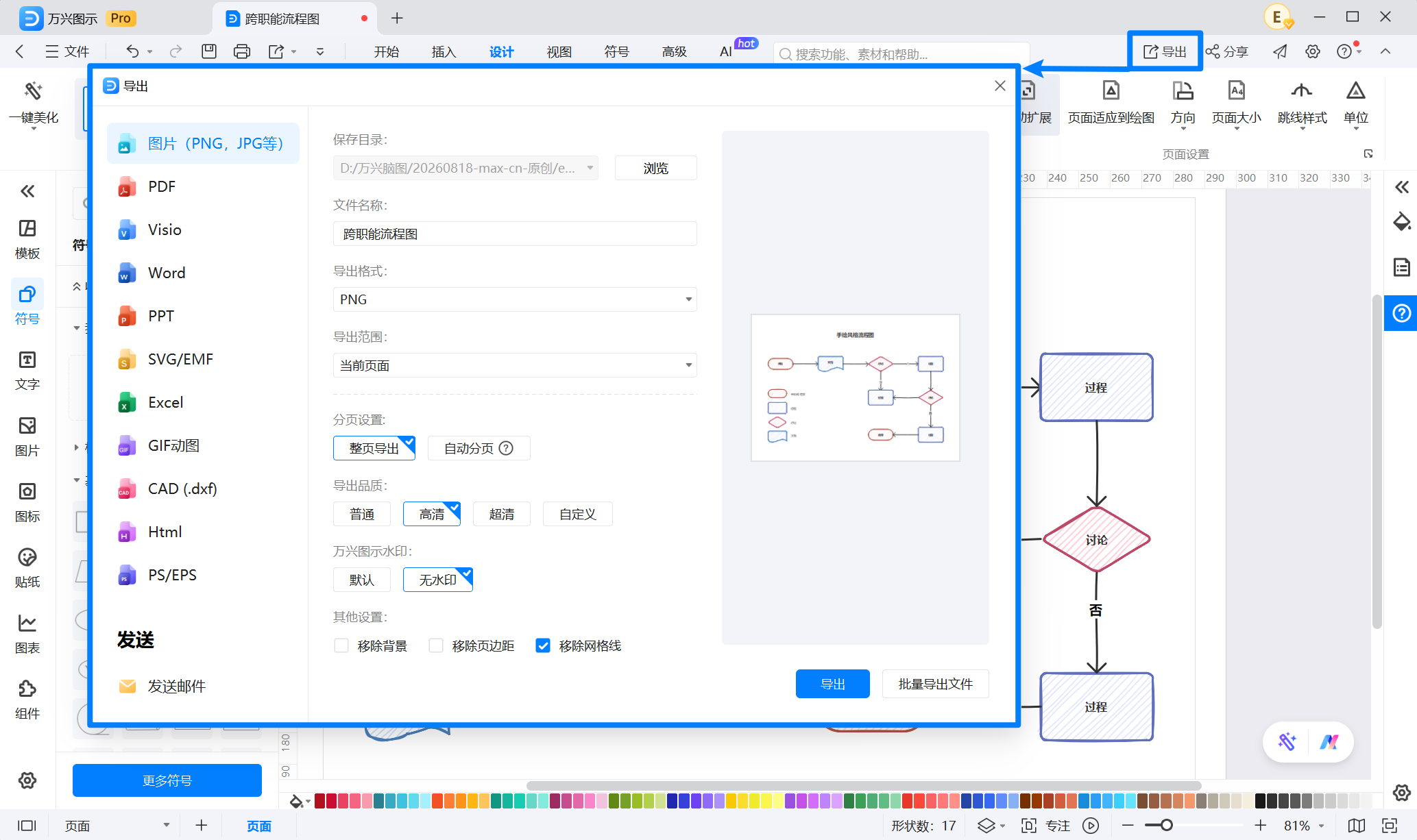 完善流程图样式并导出
