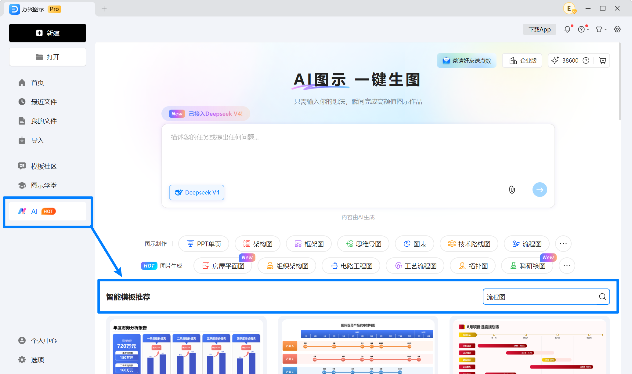 进入 AI 智能模板