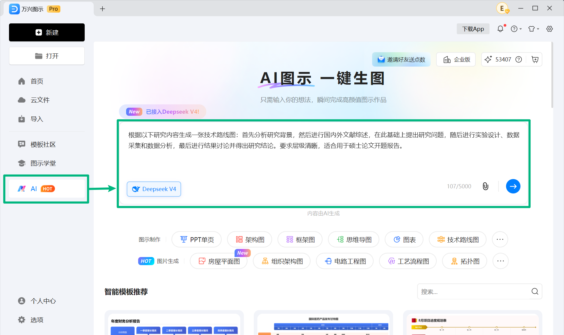 万兴图示 AI 生成硕士论文技术路线图