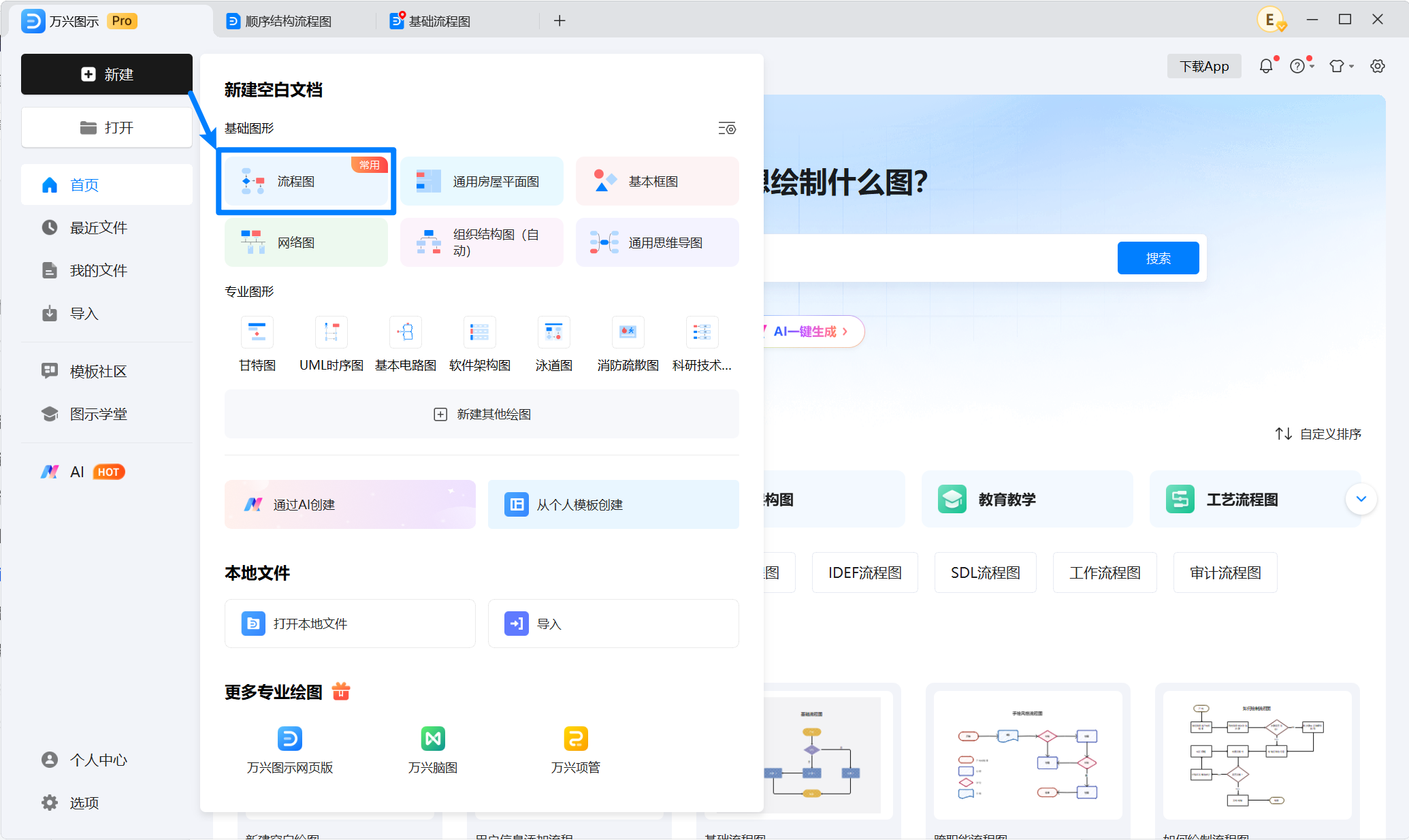 使用空白画布绘制流程图