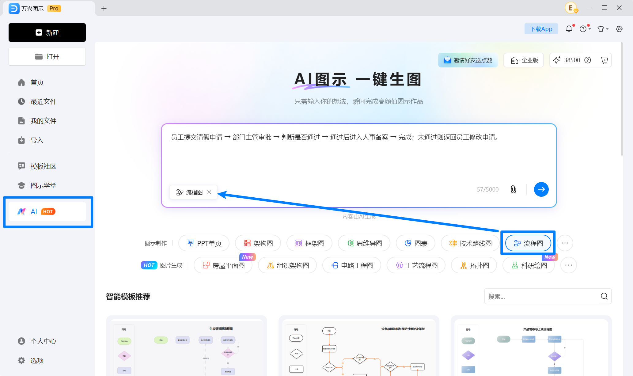使用 AI 生成流程图