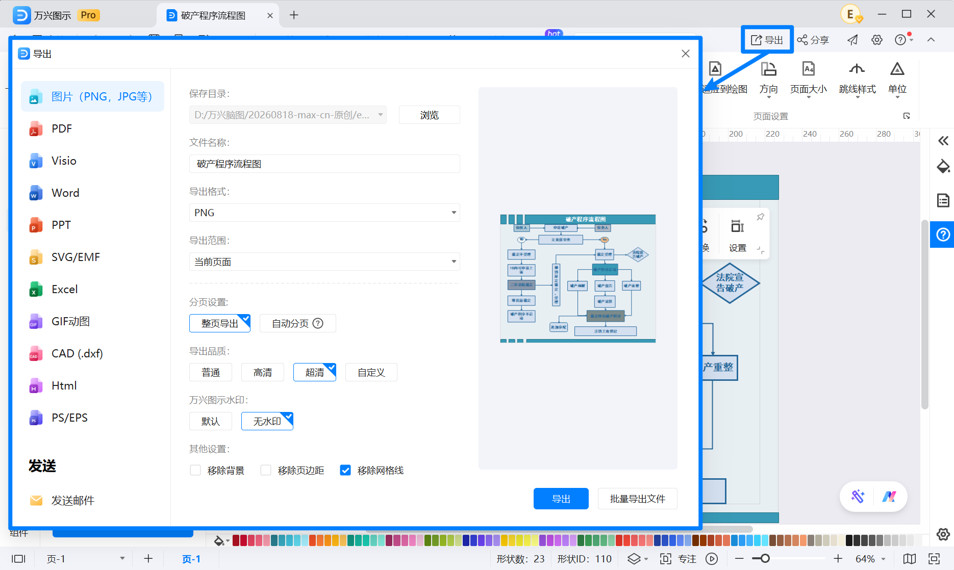 检查并导出程序流程图