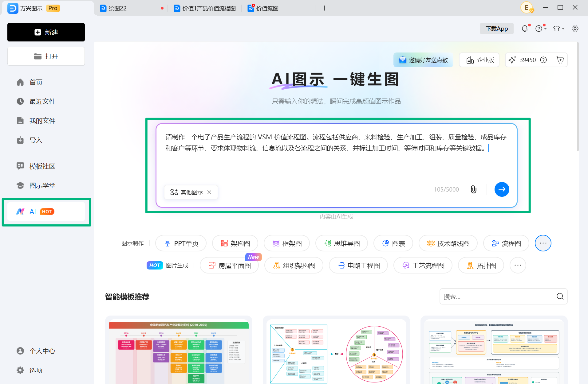 输入VSM价值流程图提示词