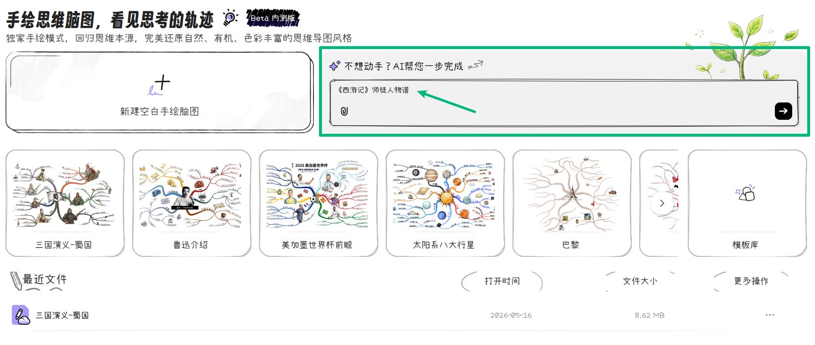 AI生成西游记手绘导图