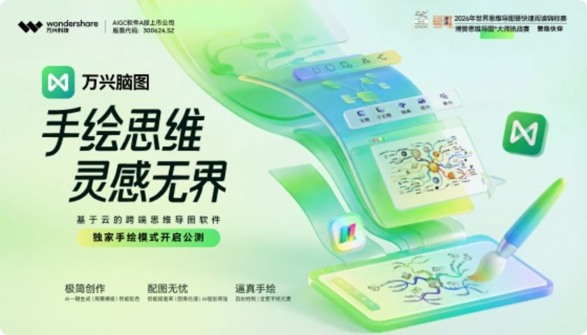 万兴脑图手绘模式