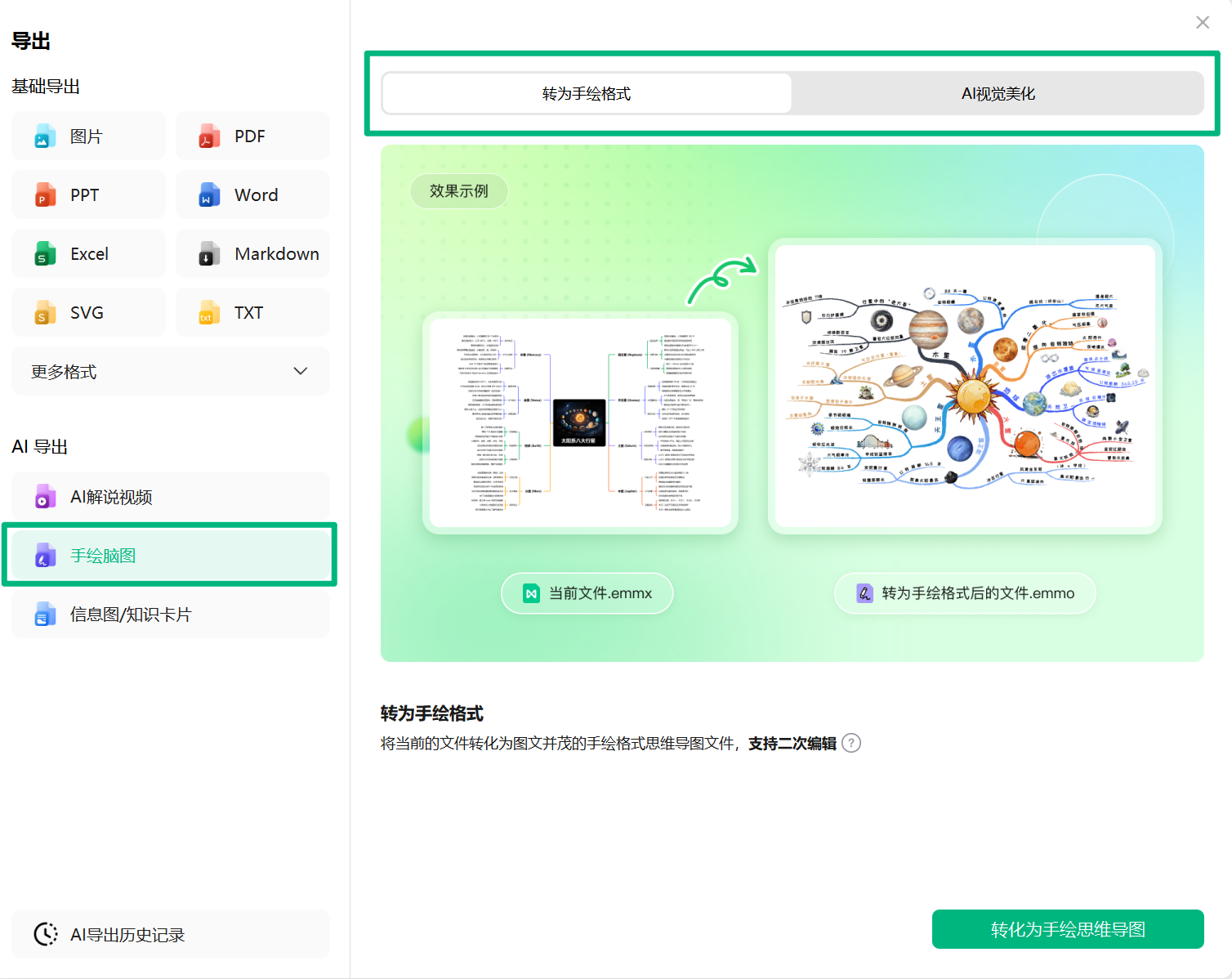 万兴脑图 AI 手绘脑图