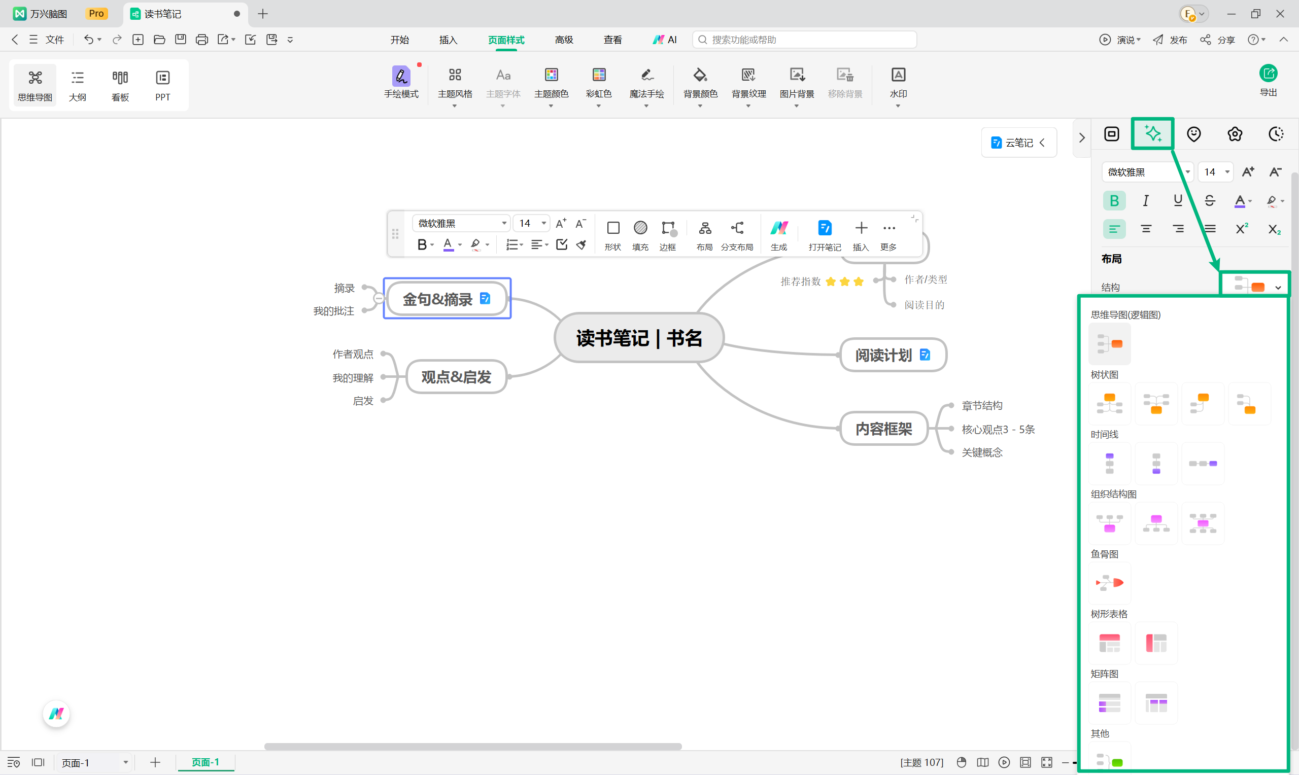 通过右侧面板调整子主题布局