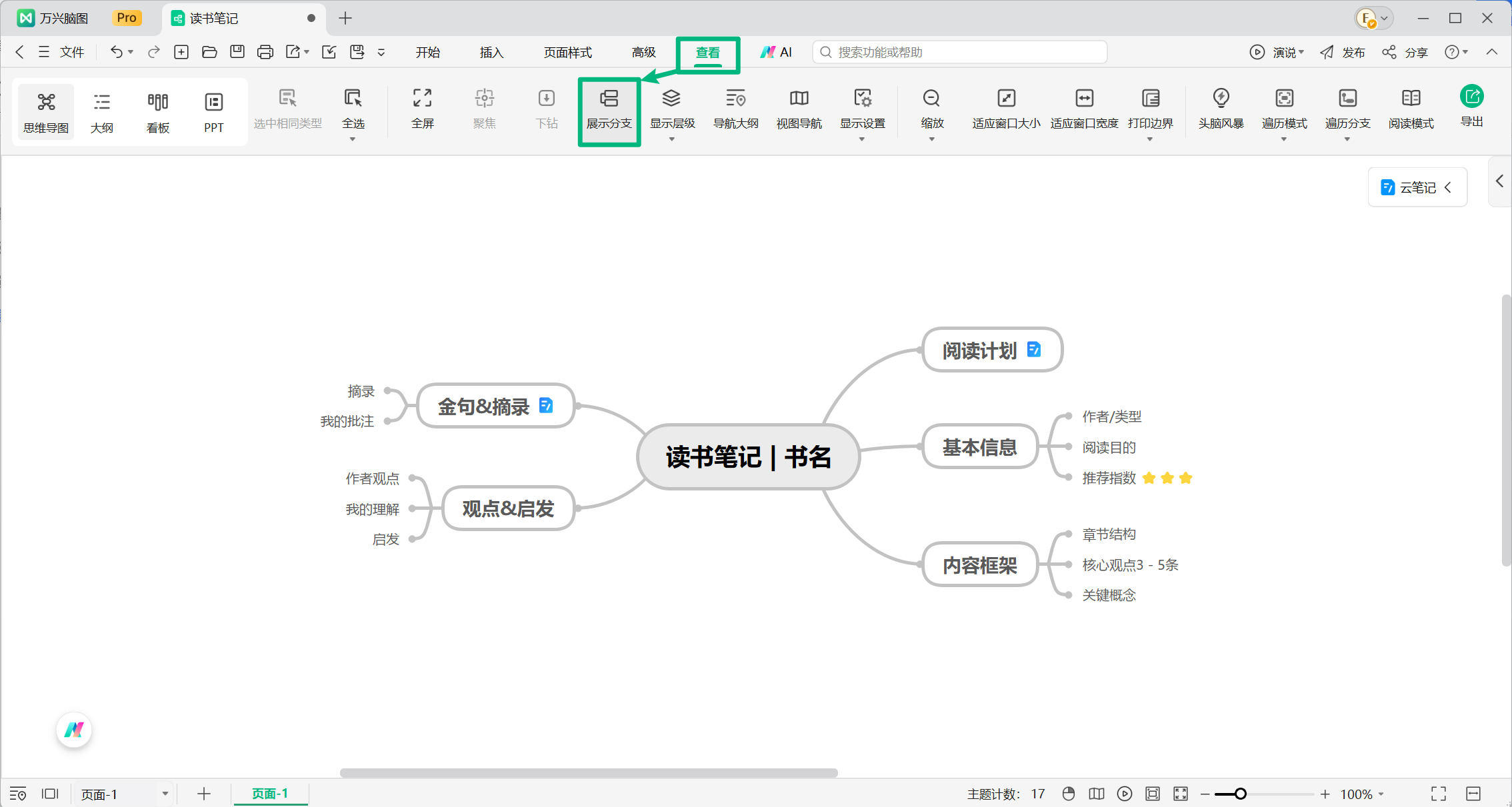 逐层展示思维导图分支