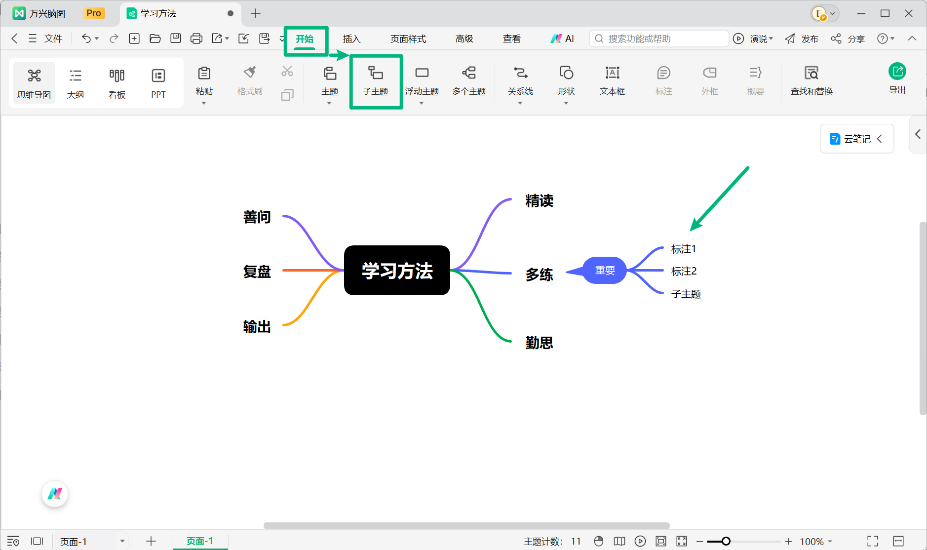 为标注添加子主题