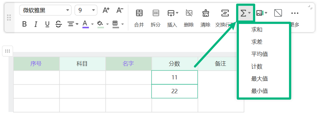 使用万兴脑图表格计算功能