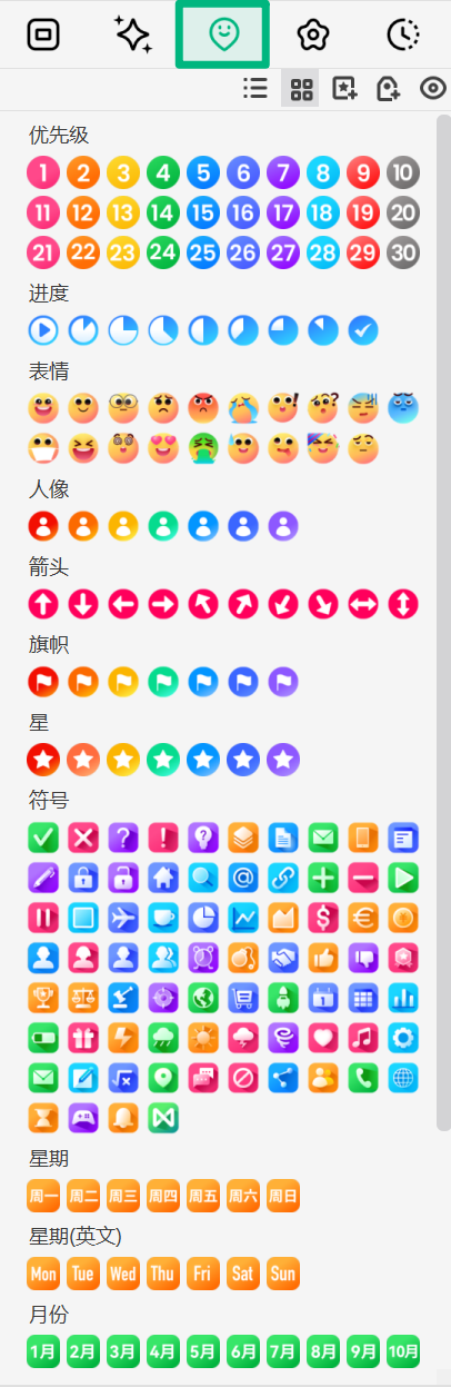 万兴脑图图标栏