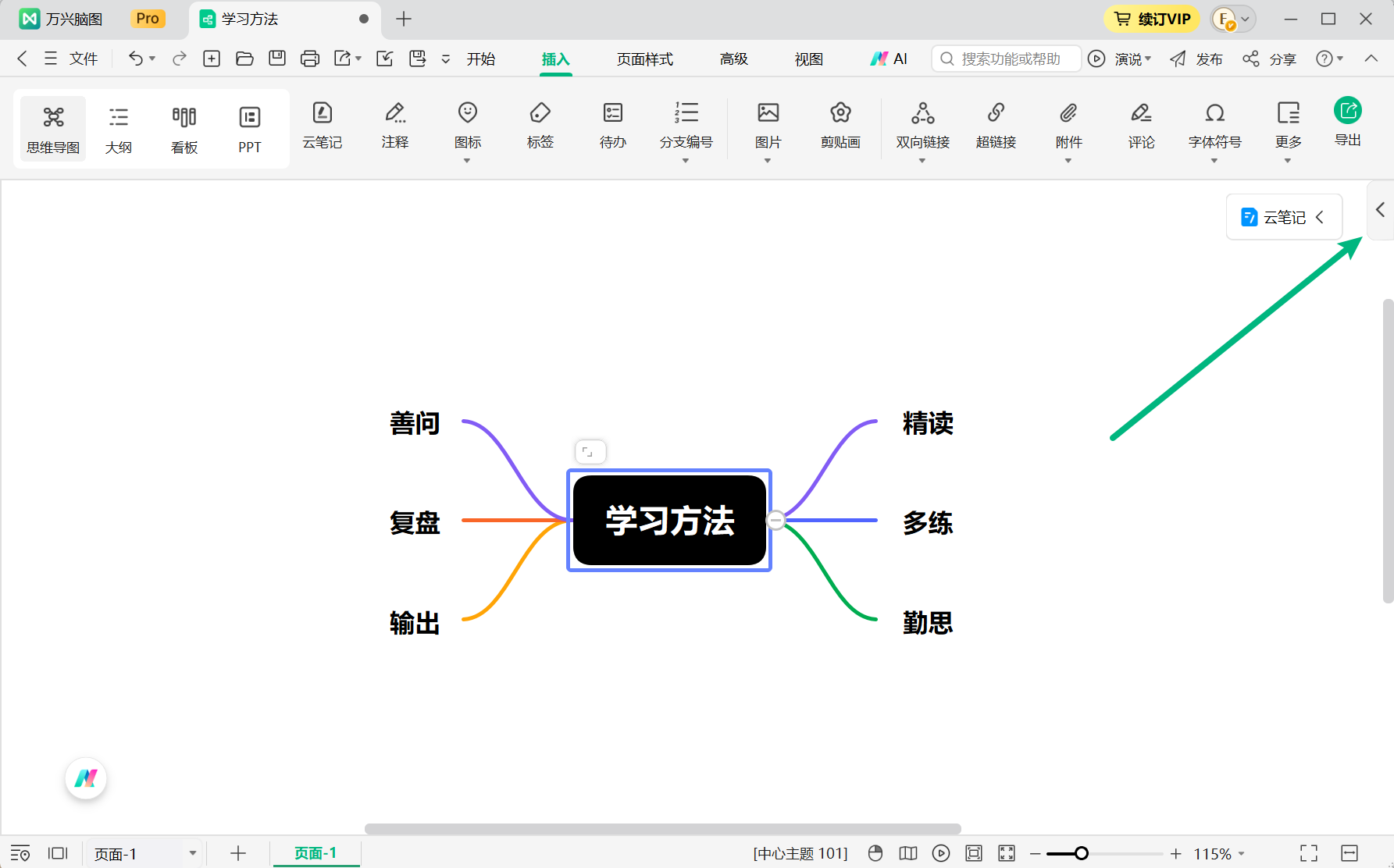 万兴脑图画布栏