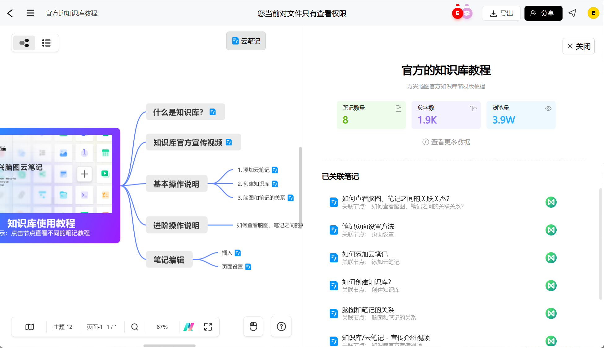 查看分享知识库数据