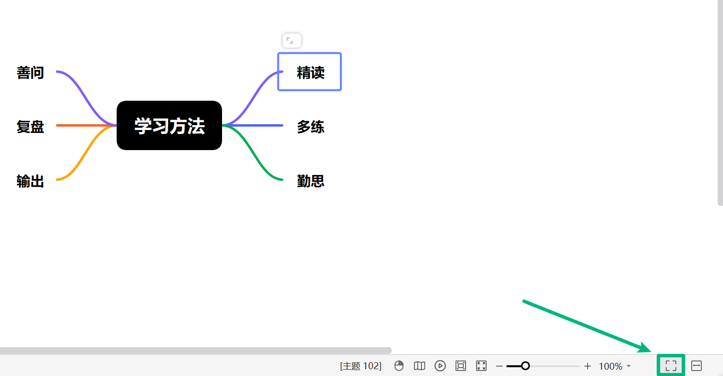 通过状态栏使用导图适应窗口大小功能