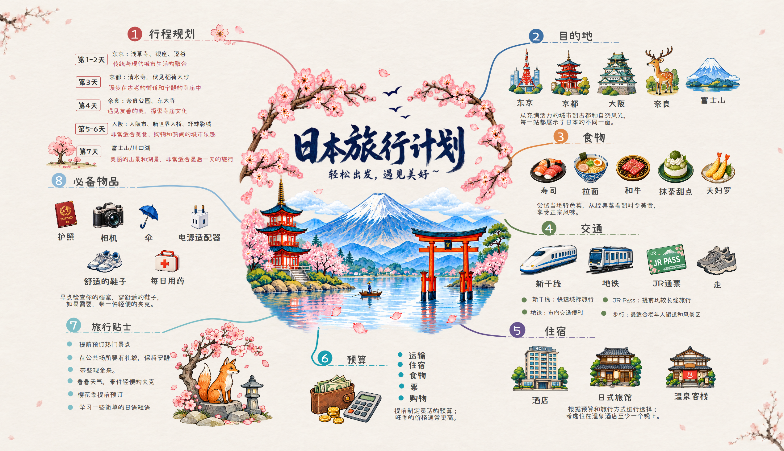 日本七日游怎么安排：东京、关西与富士山方向如何取舍