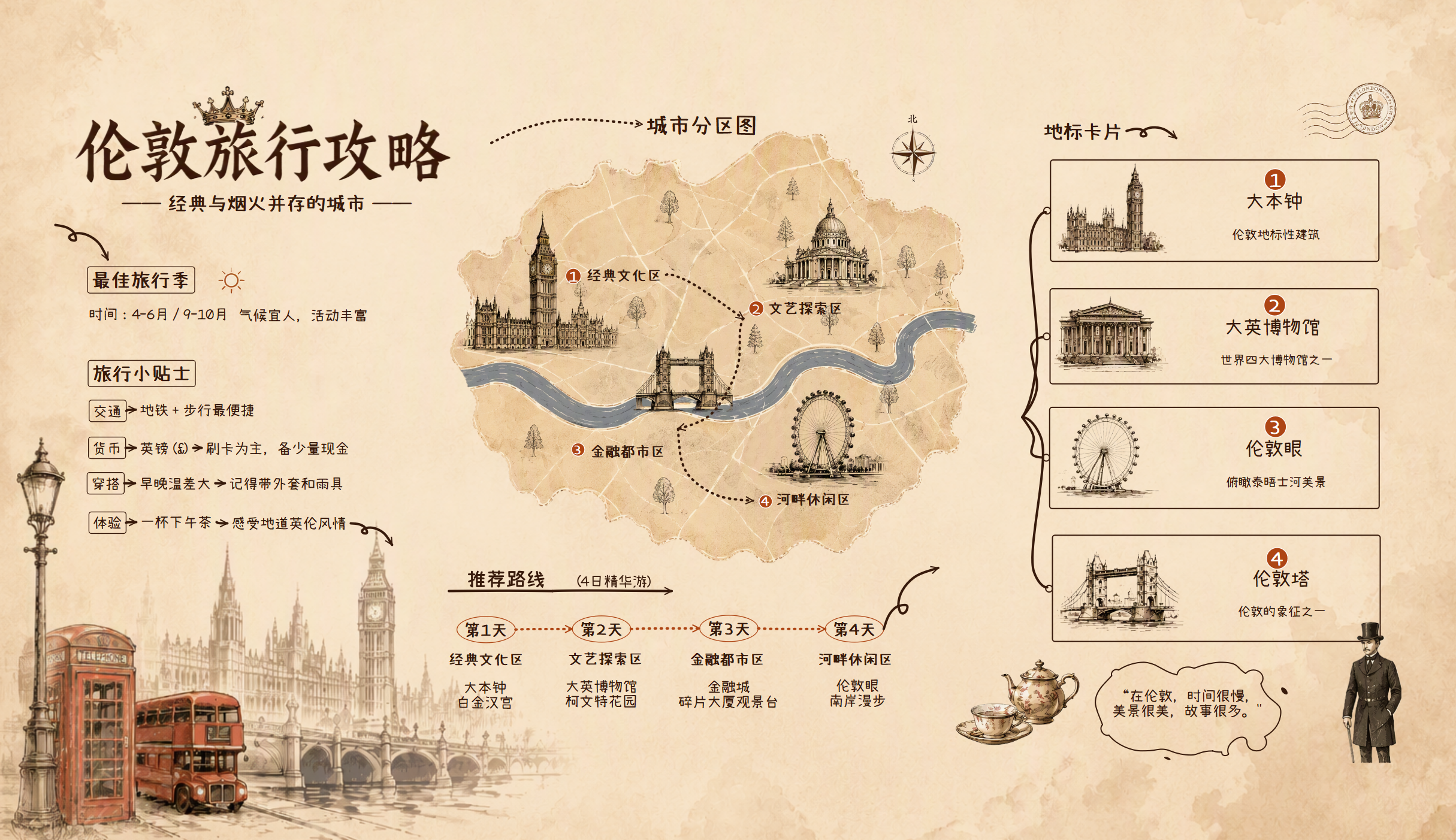 伦敦四日游怎么安排：地标、博物馆与河岸漫步