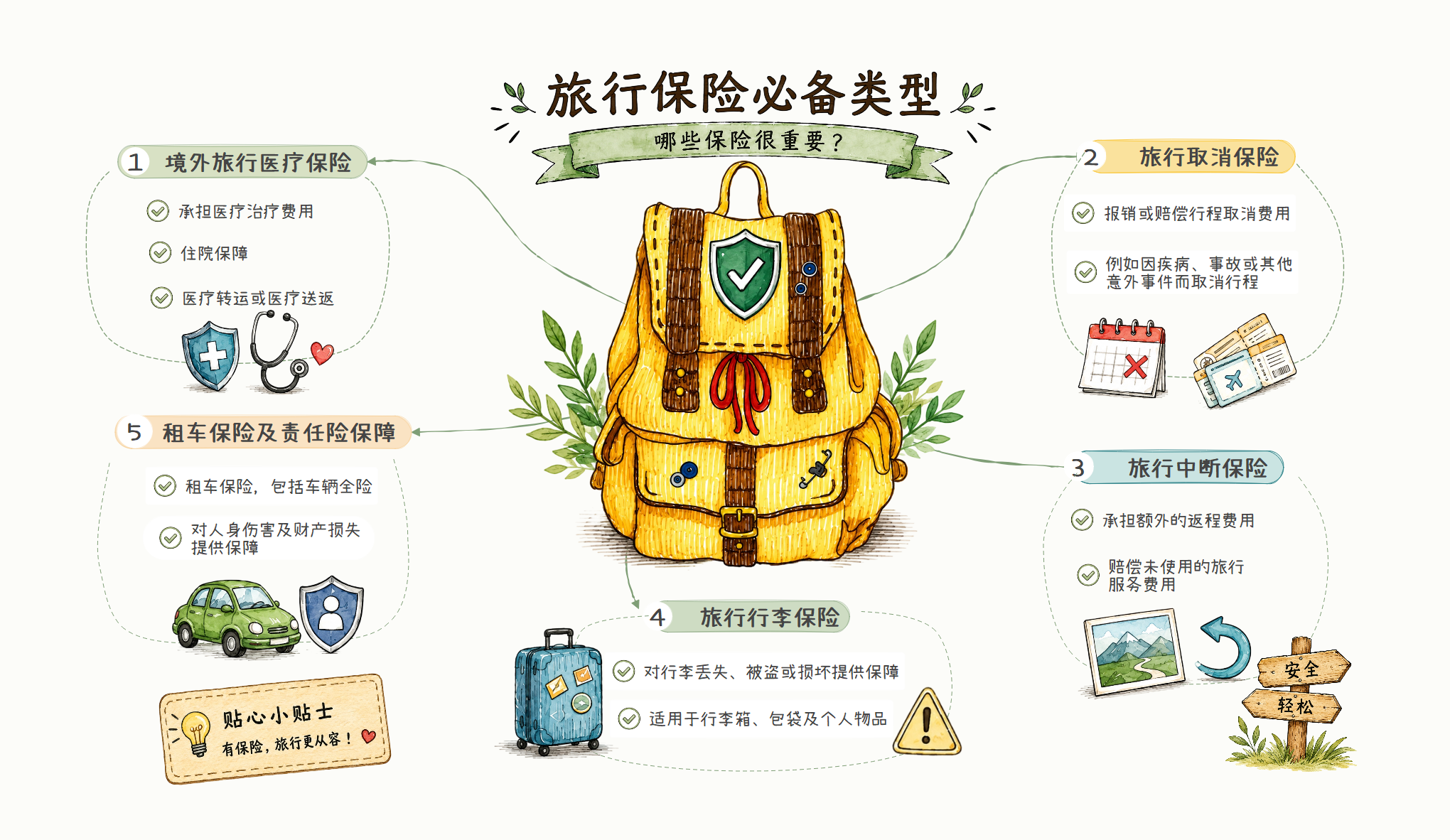 旅行保险类型怎么选：从五类保障到出发前核对清单