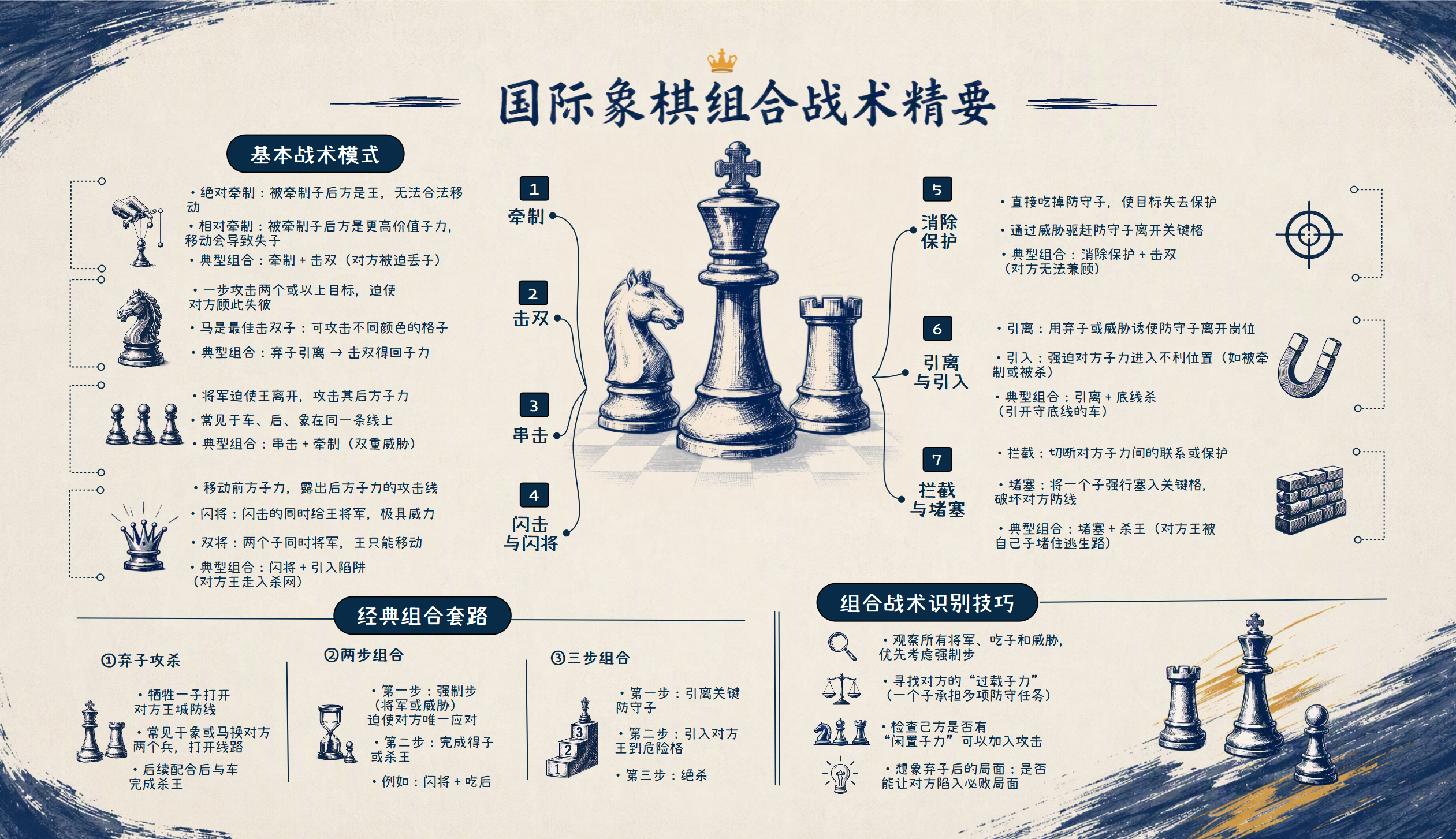 从控制线到强制着法：读懂七种国际象棋组合战术