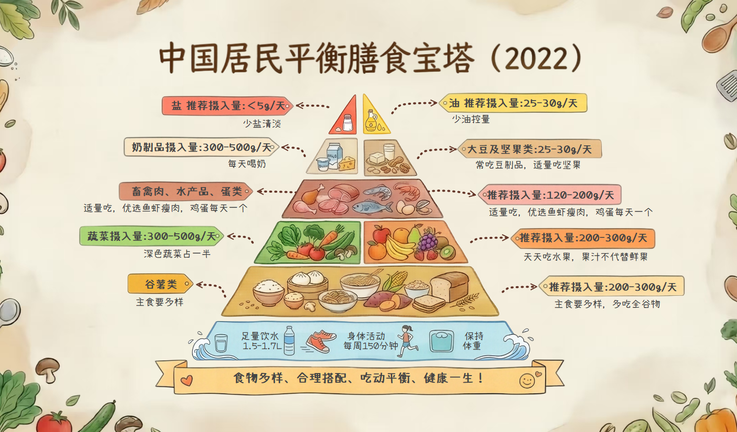 逐层读懂中国居民平衡膳食宝塔：数量、搭配与适用边界