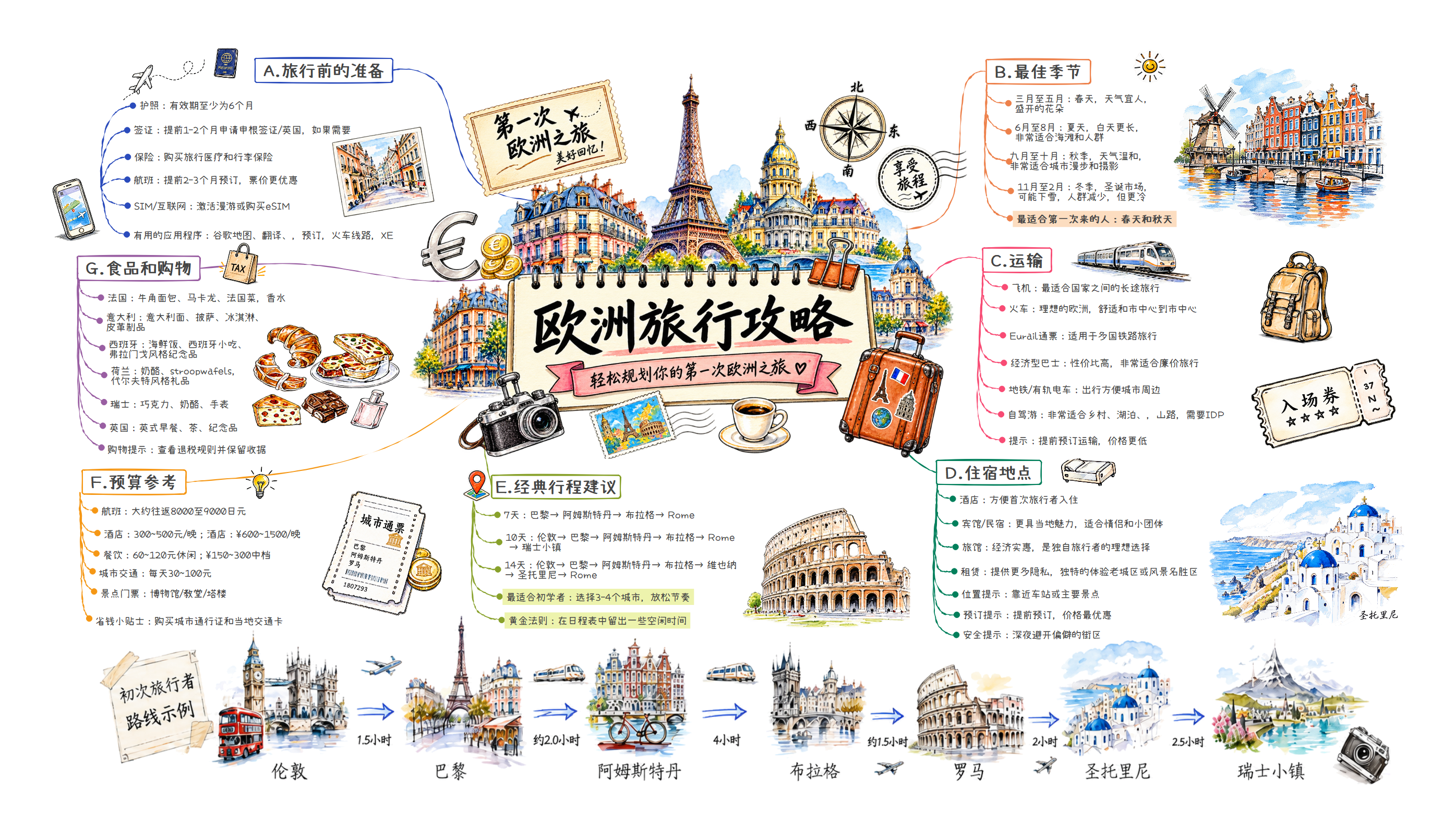 第一次欧洲旅行规划：从入境条件到多国路线与预算