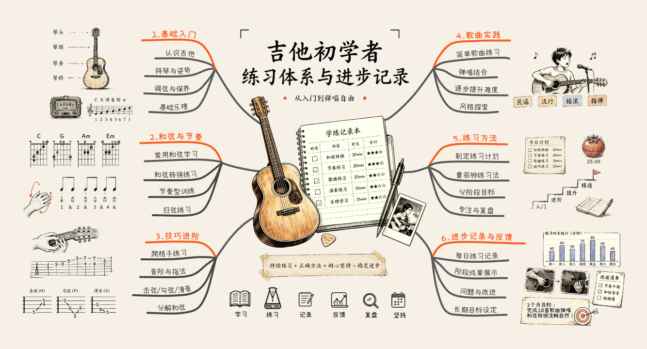 从持琴到完整弹唱：建立吉他练习体系与进步记录