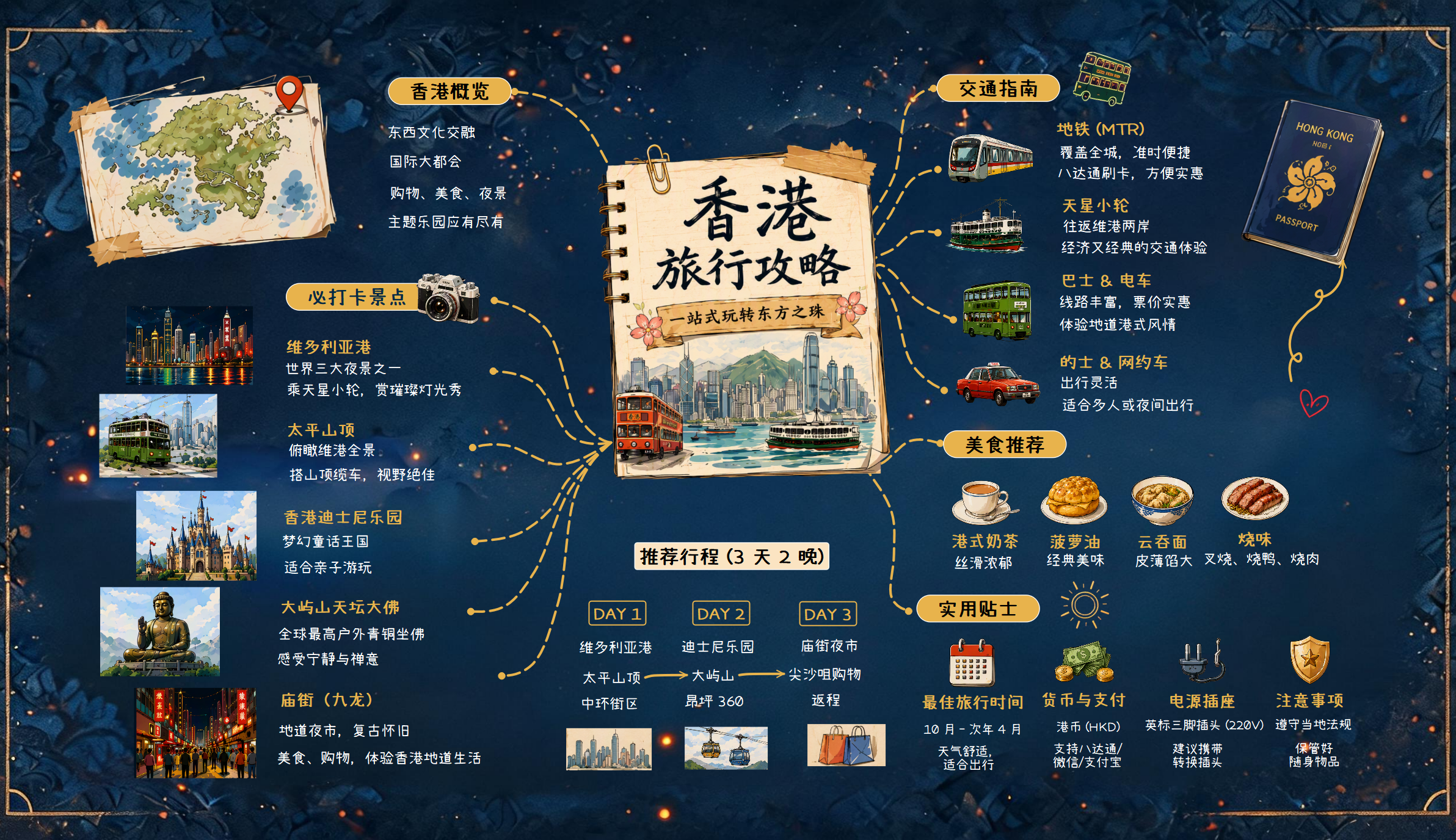 香港三天两夜攻略：按区域安排景点、交通与美食