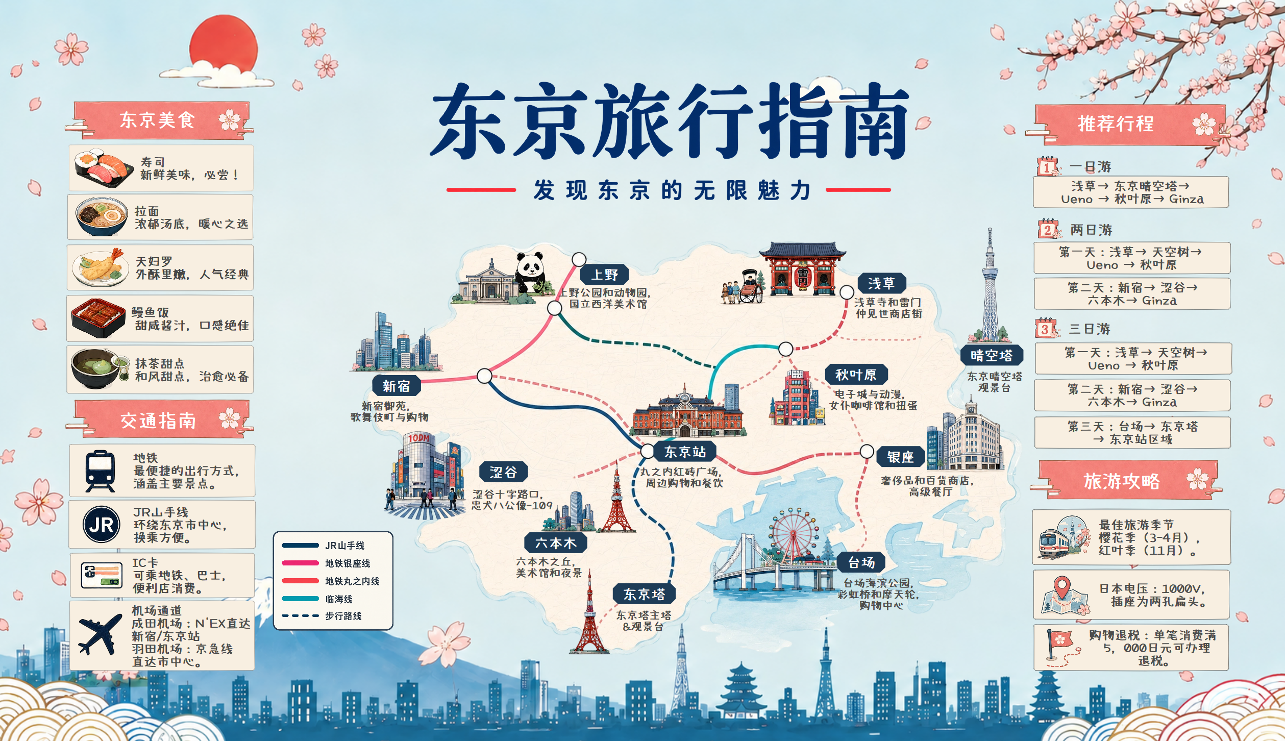 东京自由行攻略：按片区安排景点、交通与美食