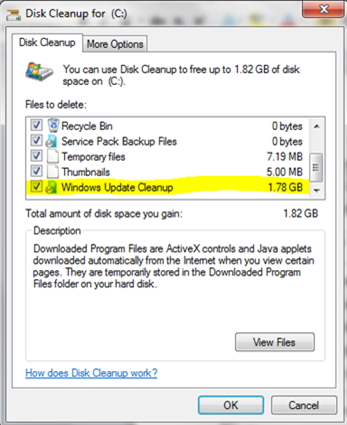 运行Windows更新清理以删除Windows更新的文件