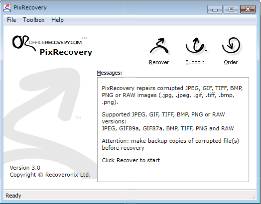 PixRecovery修复损坏的照片