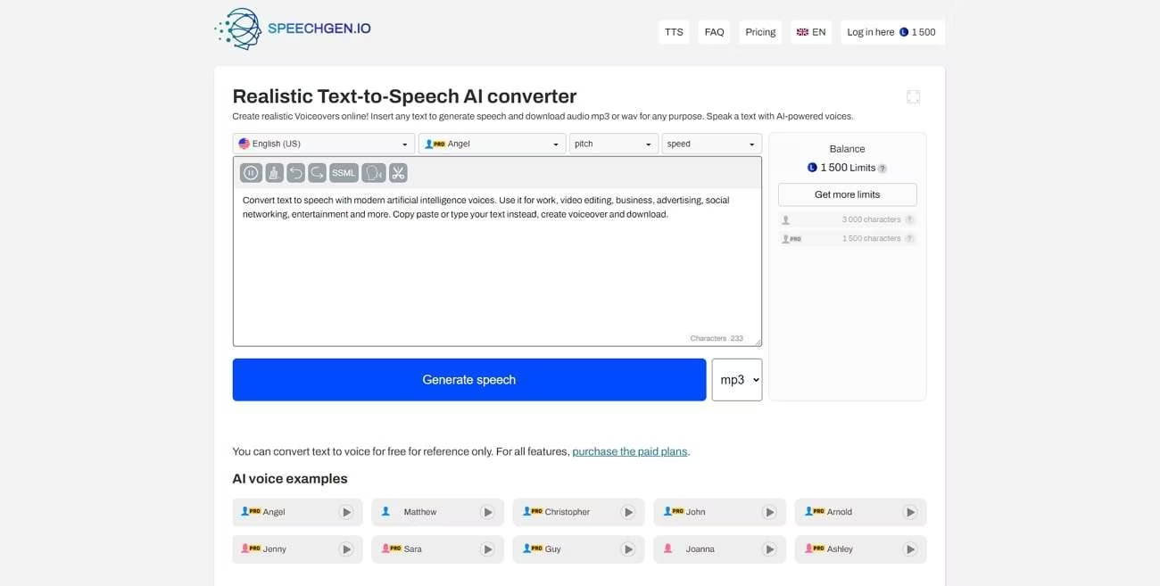 AI英语配音软件SpeechGen.io