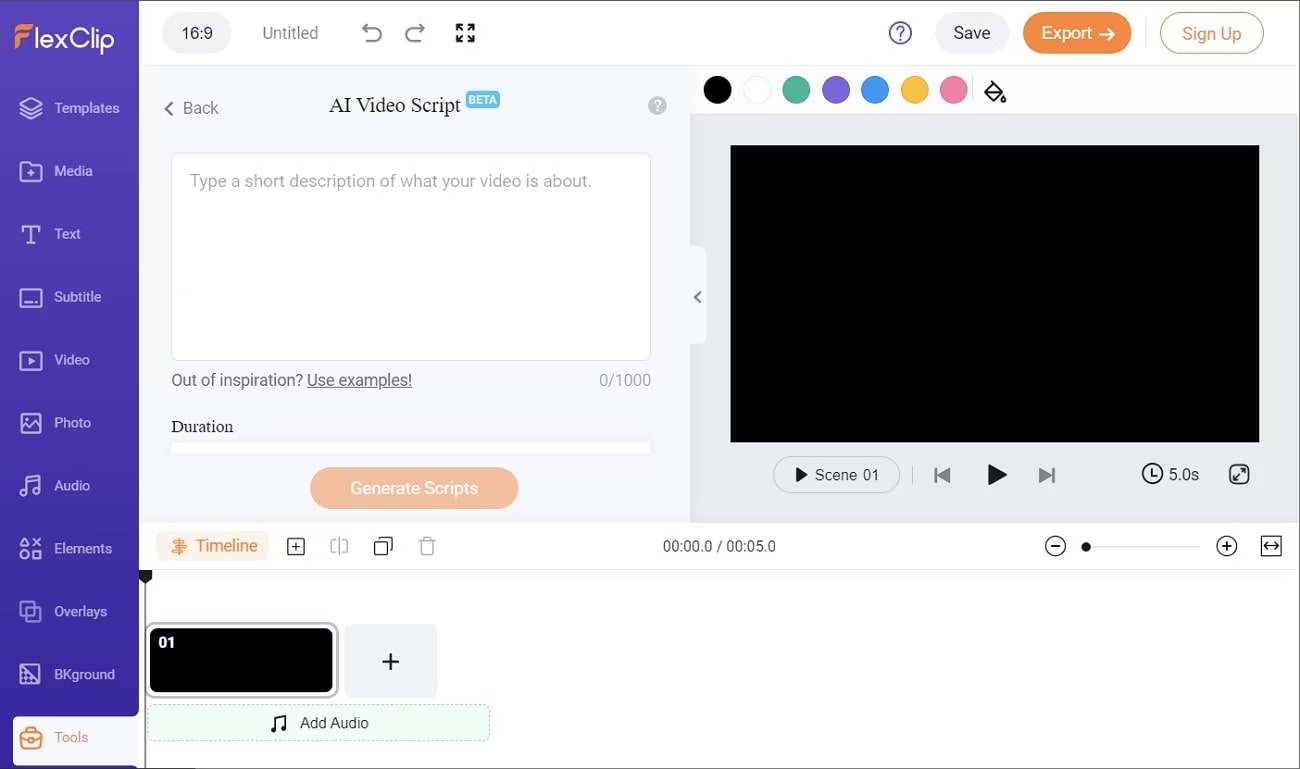FlexClip AI视频剧本生成器