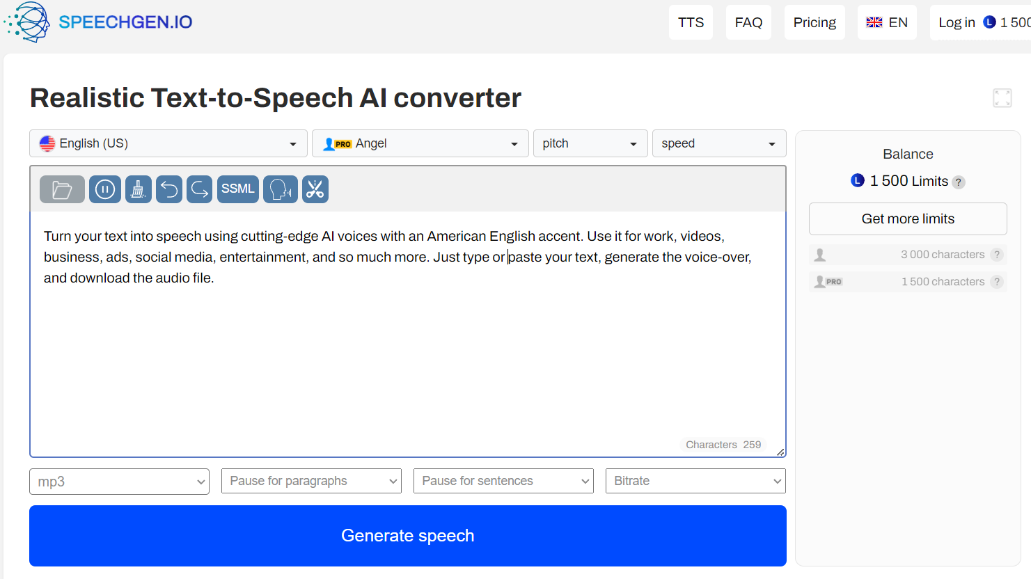 SpeechGen在线配音生成免费工具